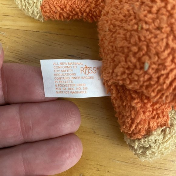 Vintage 4" RUSS BERRIE TERRY BEAR MINI pumpkin Stuffed Plush BEAN BAG - Picture 5 of 7